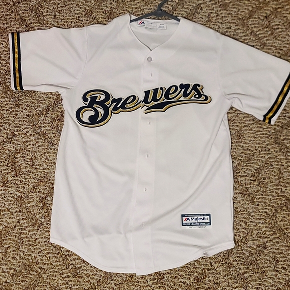 Majestic, Shirts, Milwaukee Brewers Mike Moustakas Jersey